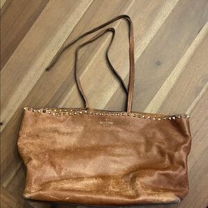 Valentino Tan Leather Studded Tote